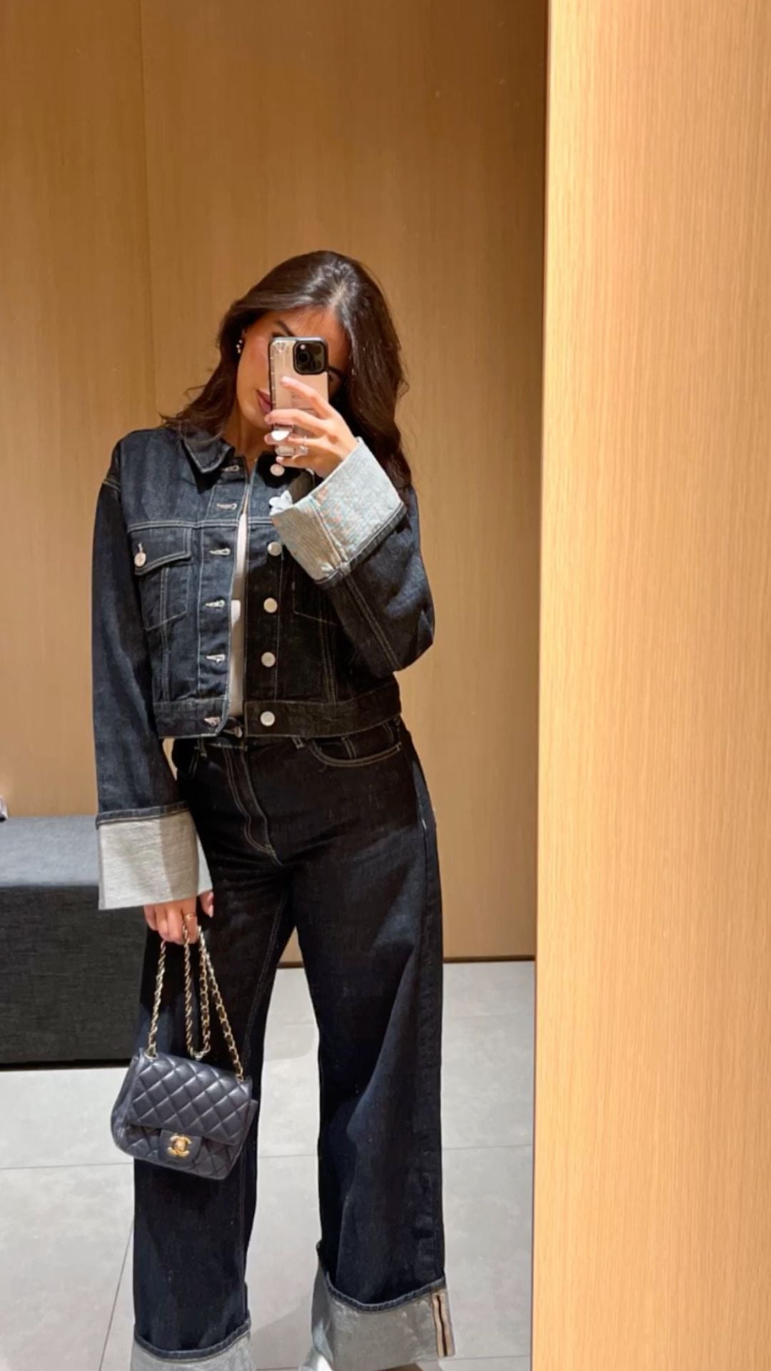 Women's Trendy Fashion Denim Set – Short Jacket & Wide-Leg Jeans