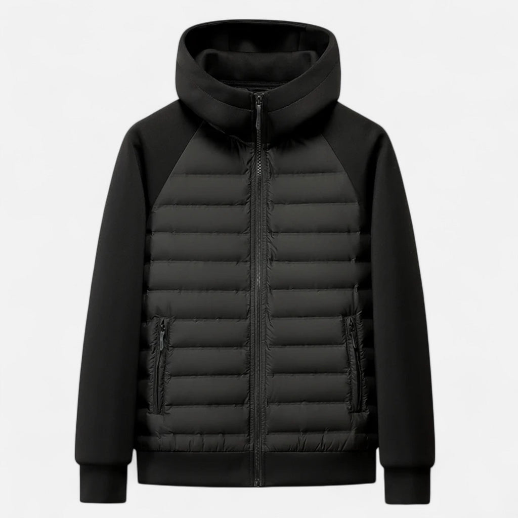 Modern Winter Spliced Quilted Hooded Down Jacket for Men