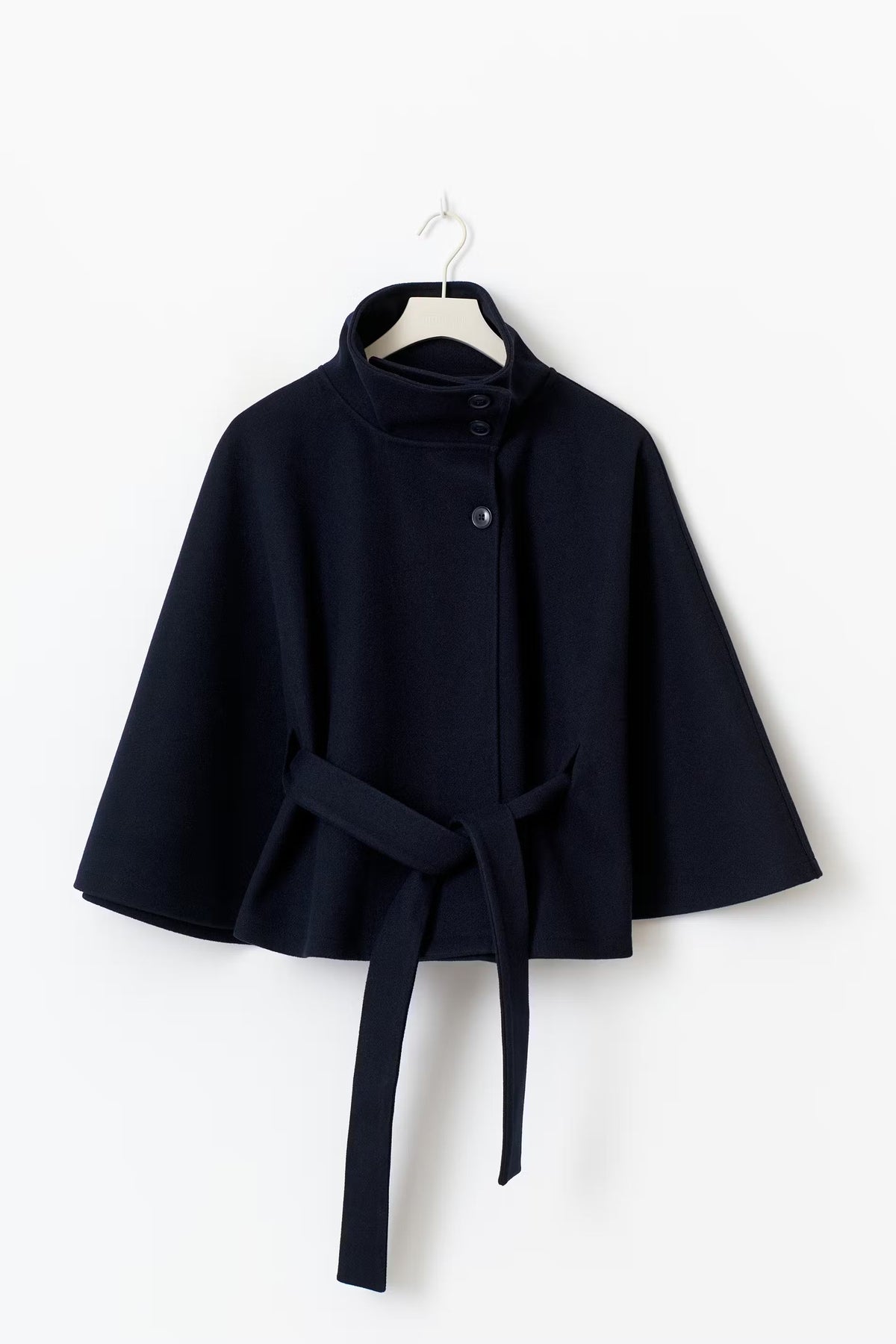 Women's Fashion Relaxed Fit High Collar Coat with Removable Belt