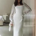 Women’s Elegant Wedding Party Maxi Evening Dress with Square Neckline