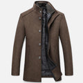 Men’s Classic Long Formal Warm Overcoat with Vest Panel