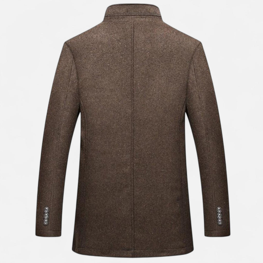 Men’s Classic Long Formal Warm Overcoat with Vest Panel