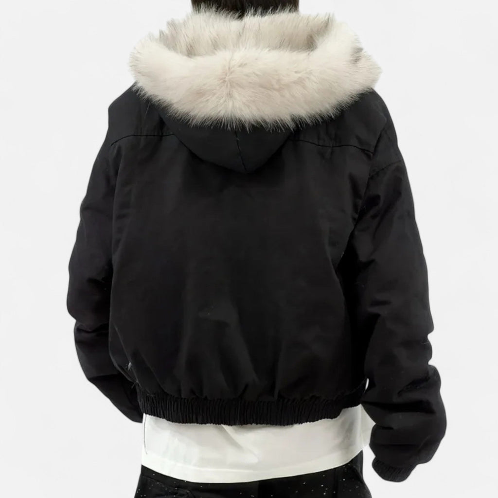 Women's Classic Winter Fur Collar Hooded Coat with Functional Pockets