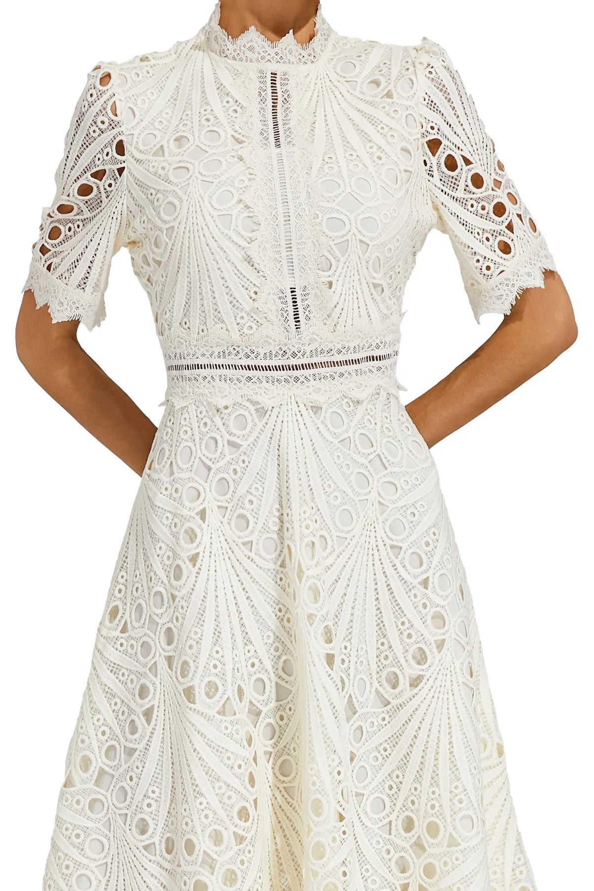 Exquisite Airy Lace Wedding Party Midi Dress for Women