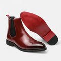 Modern Formal Chelsea Boots in Elegant Black with Red Sole for Men