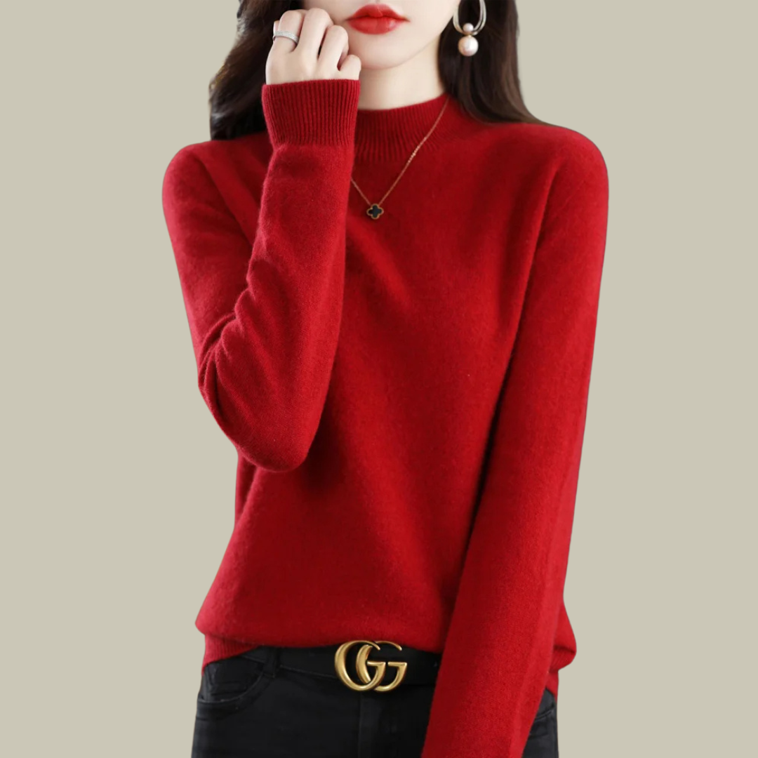 Women’s High Neck Slim Fit Sweater Elegant Fitted Winter Top