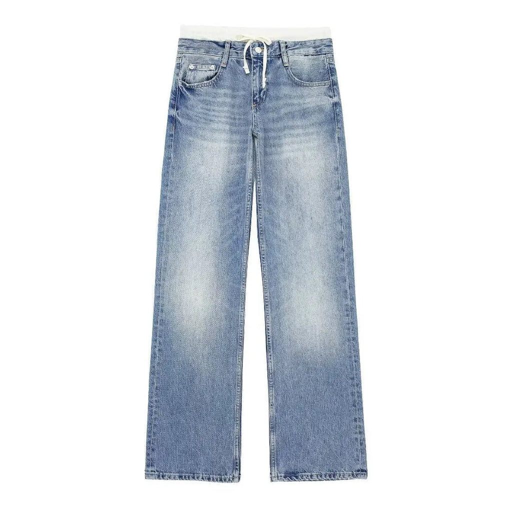 Casual Mid‑Waist Straight‑Leg Jeans for Women