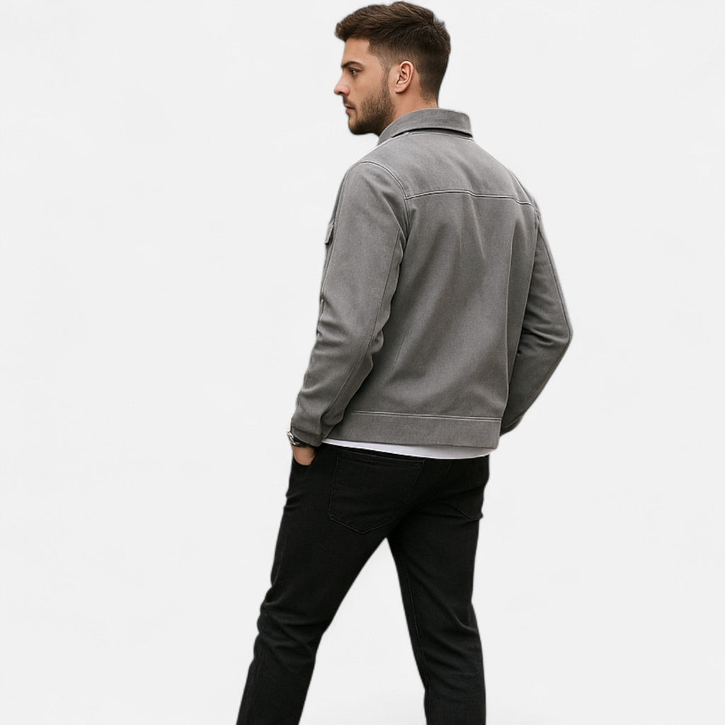 Refined Street-Inspired Collar Loose-Fit Suede Jacket for Men