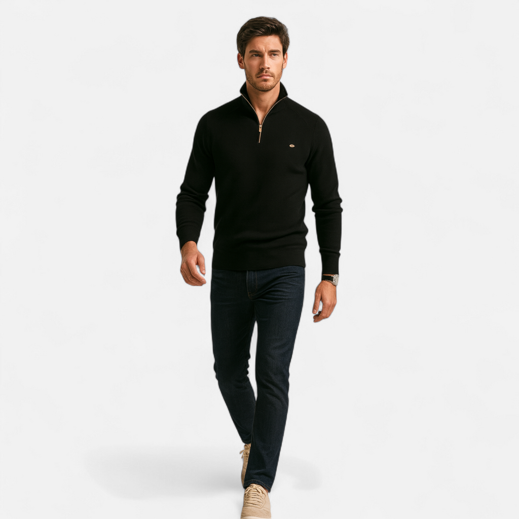 Men’s Timeless Knitted Layered Half-Zip Sweater for Cooler Months