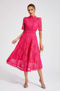 Exquisite Airy Lace Wedding Party Midi Dress for Women