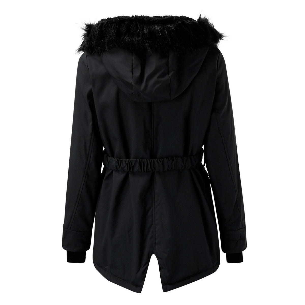 Women’s Warm Hooded Coat Fitted Winter Button Zip Jacket