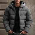 Men's Full-Zip Front Insulated Hooded Puffer Jacket for Winter