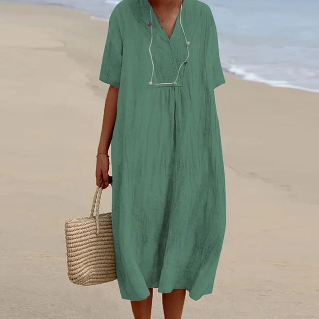 Women’s Flattering Draped Midi Summer Dresses for Occasion