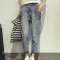 Women's Mid-Rise Loose Pocket Cropped Baggy Jeans