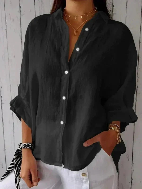 Women's Versatile Summer Relaxed Button Shirt  with Adjustable Cuffs