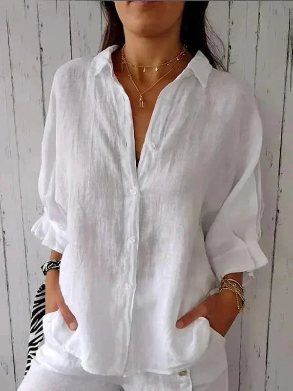 Women's Versatile Summer Relaxed Button Shirt  with Adjustable Cuffs
