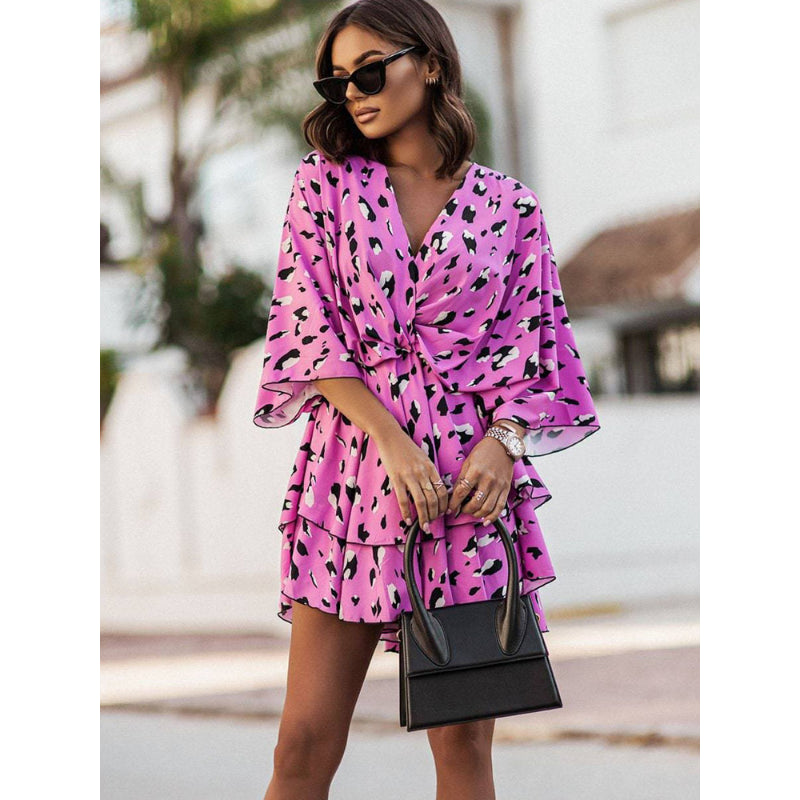 Women's Summer Bohemian-Inspired Twist-Front Mini Dress