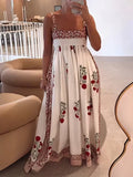 Retro Flattering Cherry Maxi Summer Party Dress for Women