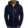 Men's Cosy Outdoor Full Zip-up Hoodie with Adjustable Drawstring and Functional Pockets