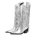 Women's Statement Fringe Shimmering Western Cowboy Boots