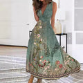 Women's Fantasy Captivating Blooming Maxi Dress with Deep V-neckline