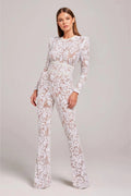 Olivie | Women’s Embellished Flared Evening Jumpsuit