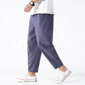 Men's Casual Breathable Cropped Pants with Adjustable Drawstring Waist