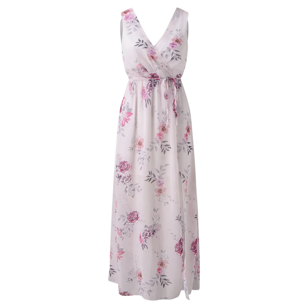 Elegant Women's Vibrant Floral Slit Maxi Dress for Every Occasion