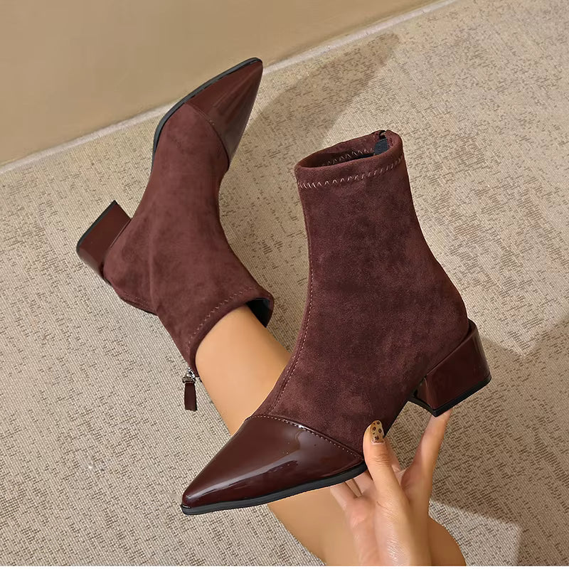 Women's Fashion Stand-out Block Heel Ankle Boots