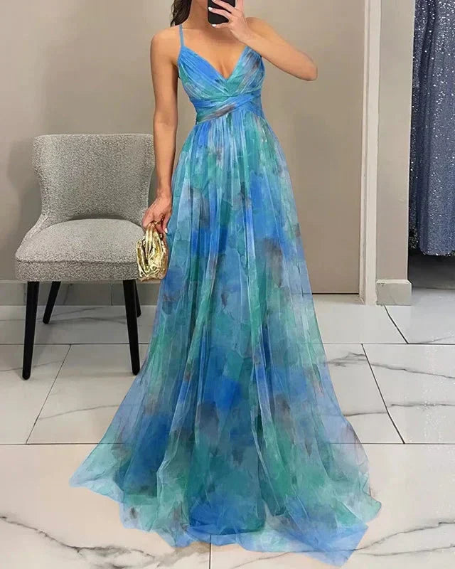 Women’s Effortless Floral Printed Maxi Style Summer Dress for Evening Parties