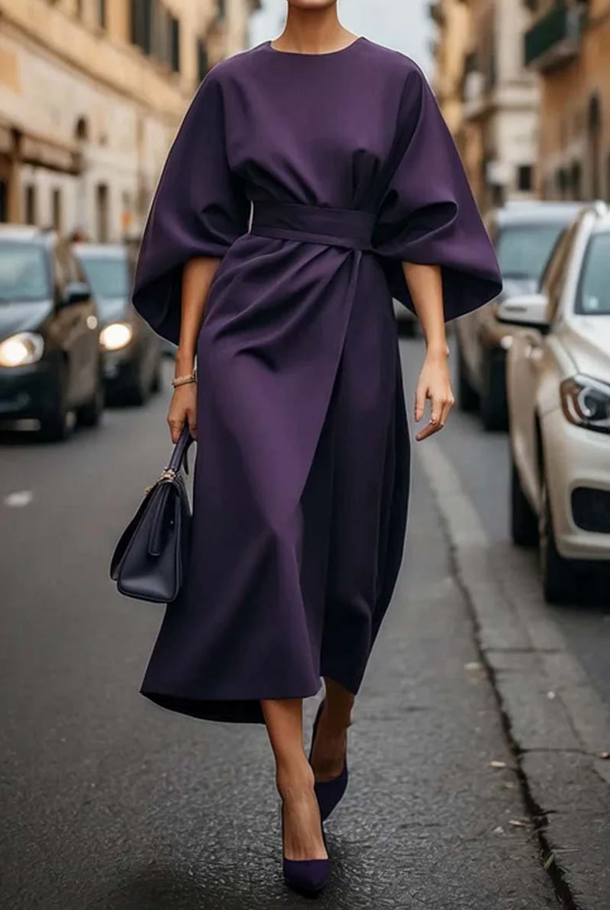 Classic Versatile Women's Dress with Elegant Lantern Sleeves