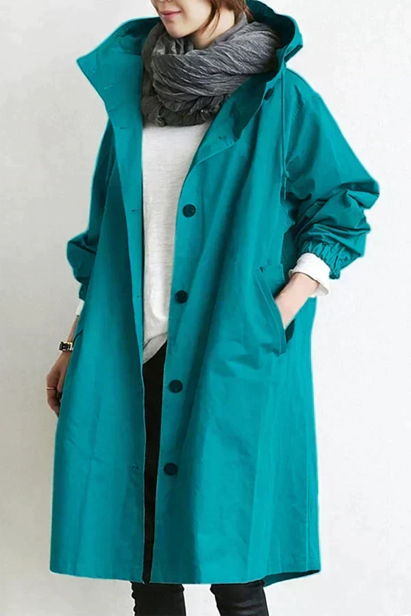 Women's Fashion Long Water-resistant Oversized Urban Protection Raincoat