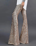 Women's Sequin Trousers Full Length Flared Leg Design
