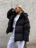 Women’s Long Puffer Coat Quilted Design with Hood and Zip Closure