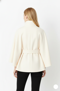 Women's Fashion Relaxed Fit High Collar Coat with Removable Belt