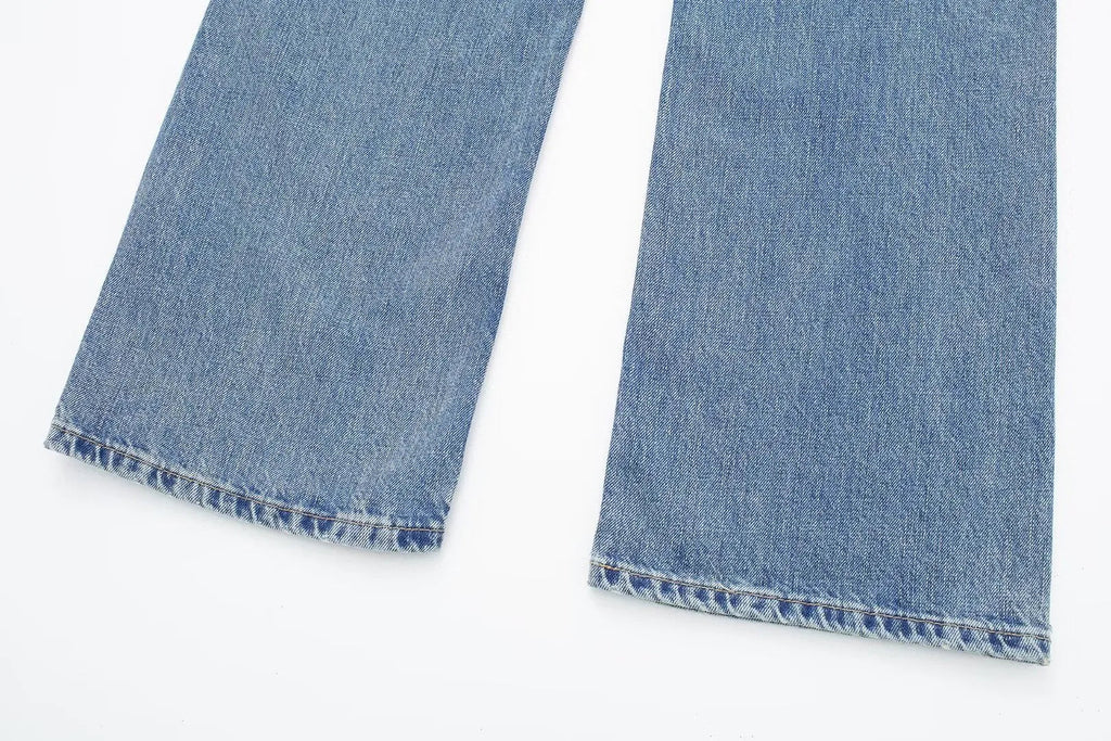 Casual Mid‑Waist Straight‑Leg Jeans for Women