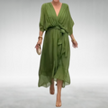 Women's Elegant Chiffon Occasion Maxi Dress with V-Neckline