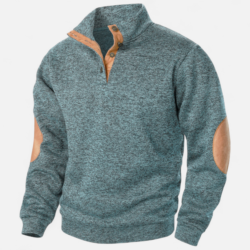 Men’s Knitted Warm Button Jumper with Stand-Up Collar