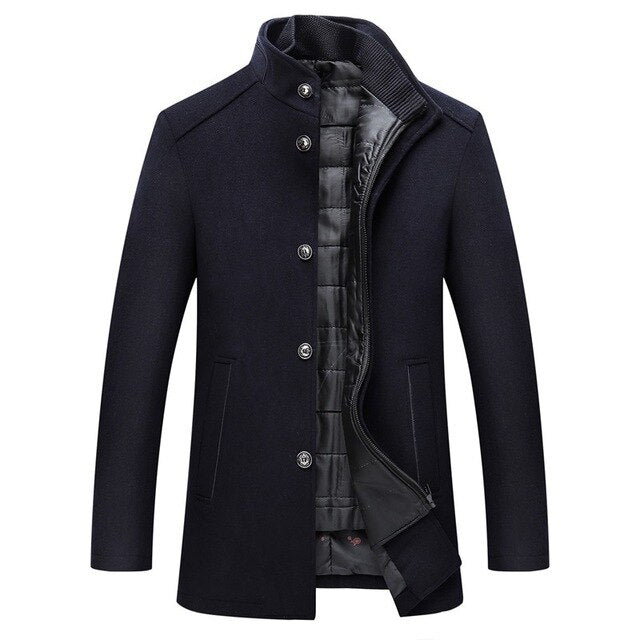 Men's Elegant Stand Collar Formal Overcoat Winter Jacket