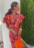 Women’s Captivating Vibrant Wrap Puff Sleeve Evening Dress for All Occasion