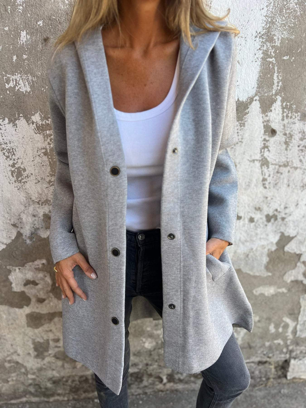 Women's Fashion Stylish Long Hooded Jacket for Mid-Season