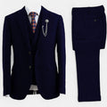 Men’s Tweed Herringbone Formal Business Suit - Complete 3-Pieces Set
